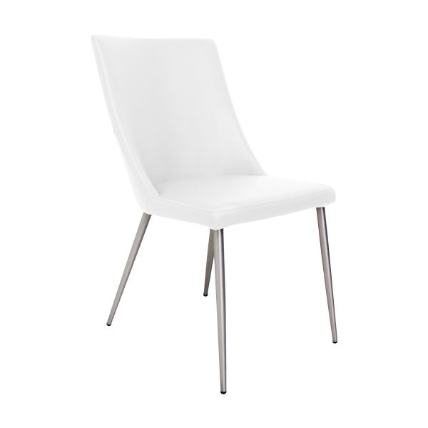 Maja Dining Chair in White Vinyl, Angle