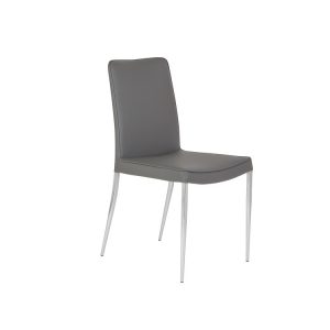 Monica Dining Chair in Grey Vinyl, Angle