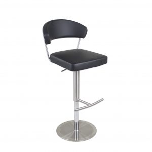 Russ Counter Stool in Black Vinyl, Side