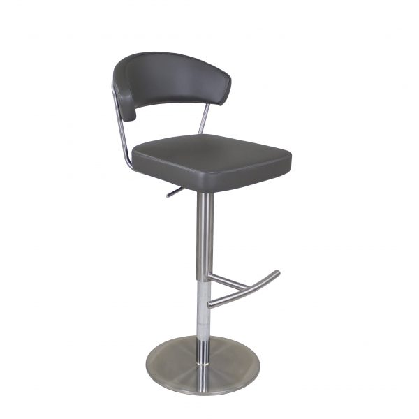 Russ Counter Stool in Grey Vinyl, Side