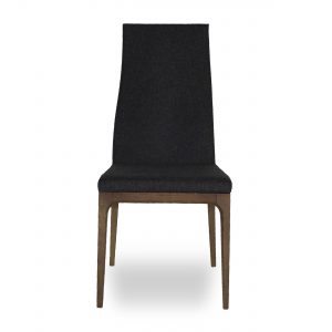 Victoria Dining Chair in Dark Grey Fabric with Walnut, Front