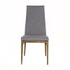 Victoria Dining Chair in Light Grey Fabric with Walnut, Front