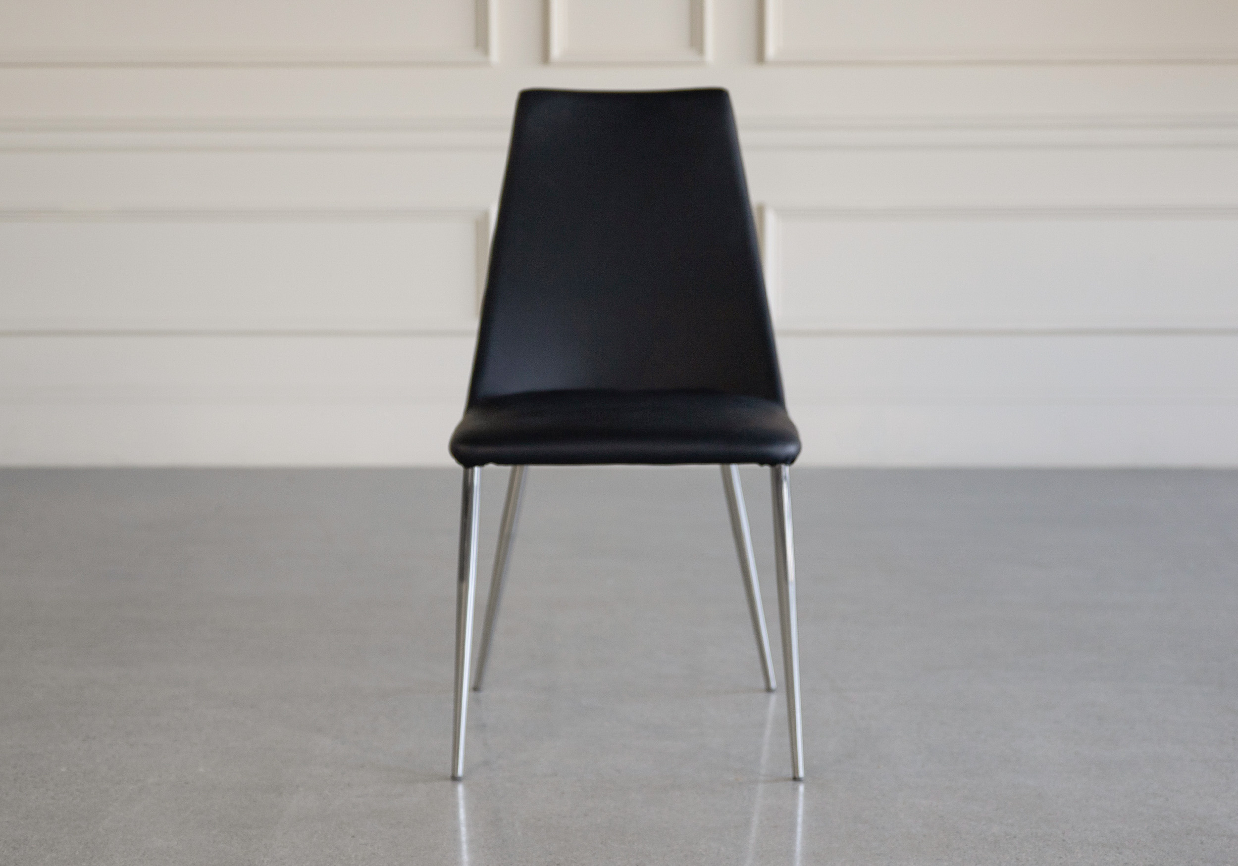 clay vinyl dining chair black front