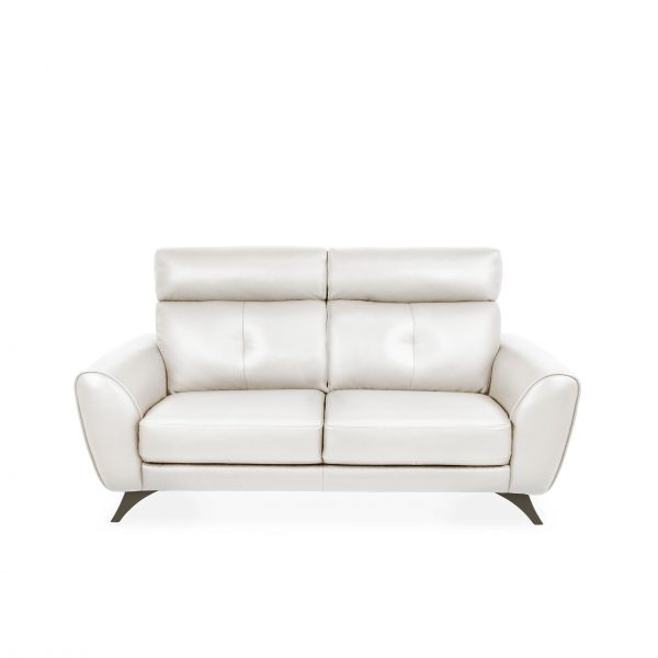 Hans Sofa Light Grey Leather, Front