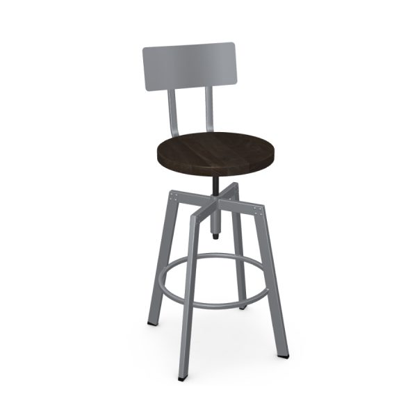 Amisco Architect Screw Stool, Wood Seat, Front