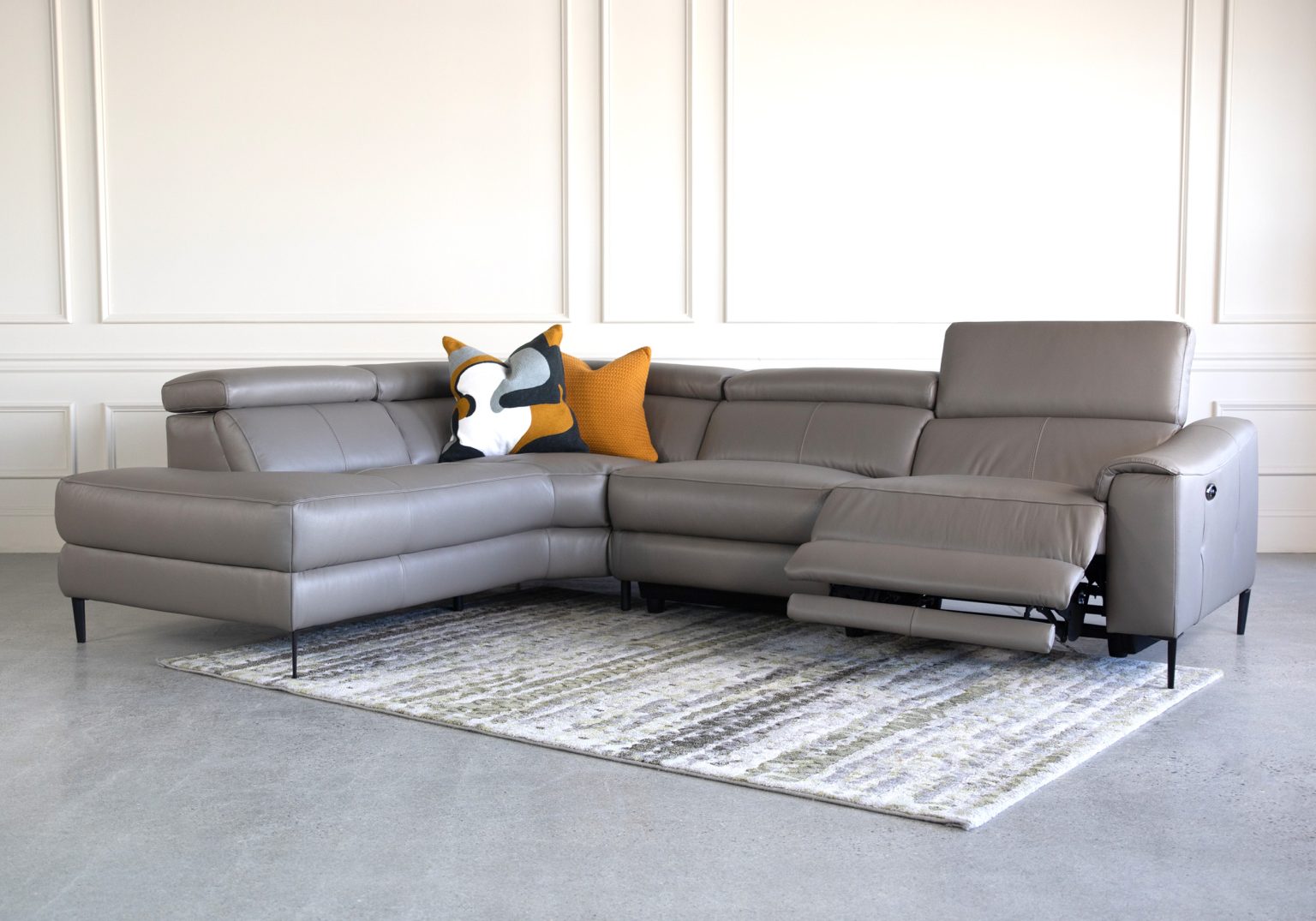 Barclay Sectional Grey Angle Recline