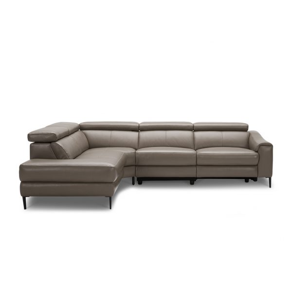 Barclay Sectional in Grey M8 Leather, Straight, SL