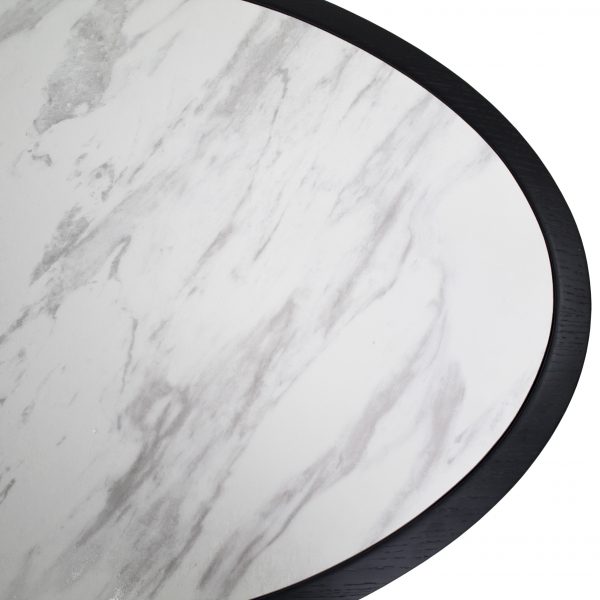 Caleb Oval Coffee Table in Wenge and White Ceramic, Top, Close Up