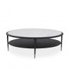 Caleb Oval Coffee Table in Wenge and White Ceramic, Straight