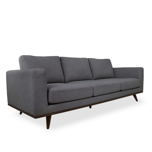 Freeman Sofa in Charcoal Fabric and a Walnut Base, Angle