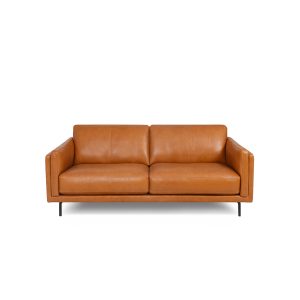 Jesper Loveseat in Silky Caramel Leather, Front