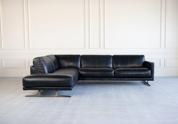 Larsen Sectional in Black, Front