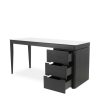 Moody Desk in Black Oak, Angle, Drawers Out