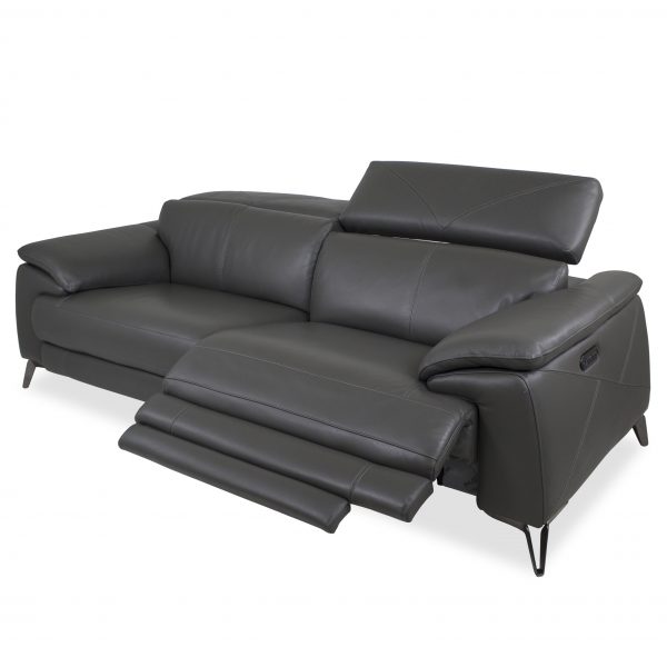 Seymour Sofa in New Club Charcoal Leather, Angle