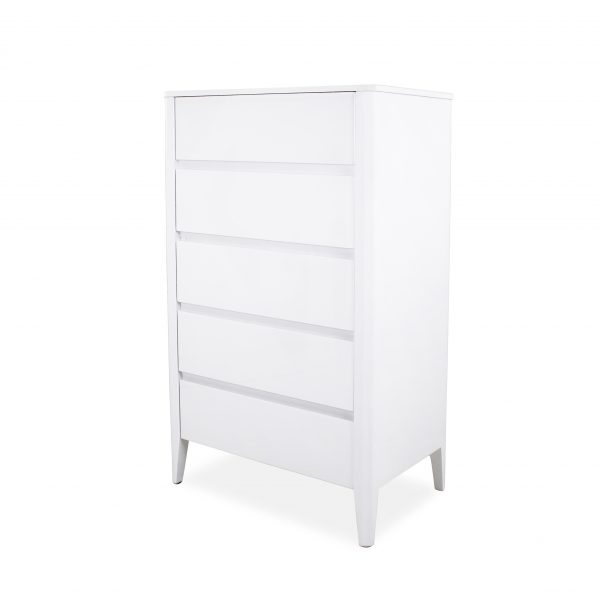 Sonja High Chest in White Lacquer, Angle