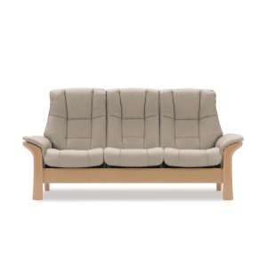 Stressless Windsor High Back Sofa in Paloma Light Grey and Oak