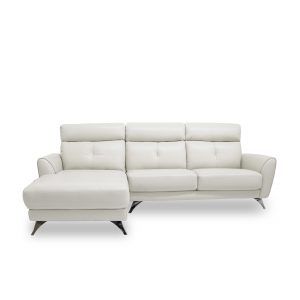 Hans Sectional in Light Grey Leather, Sectional Left