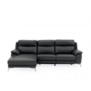 Arbutus Sectional in New Club Charcoal Leather, Front, SL