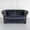 Ekornes Manhatten Loveseat in Paloma Black and Walnut, Front, Featured