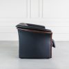 Ekornes Manhatten Loveseat in Paloma Black and Walnut, Side