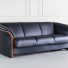 Ekornes Manhatten Sofa in Paloma Black and Walnut, Angle