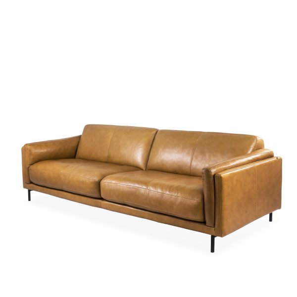 Jesper Sofa in Silky Caramel Leather, Angle
