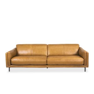 Jesper Sofa in Silky Caramel Leather, Front