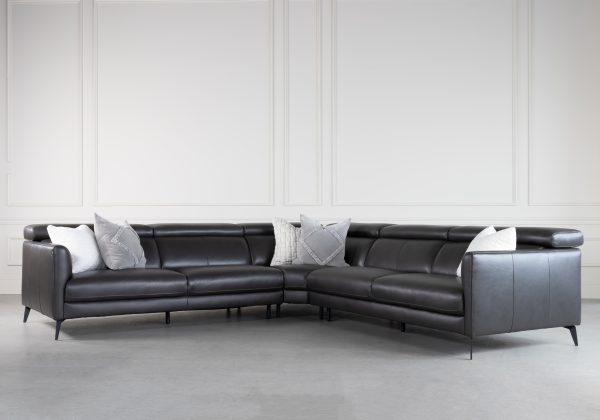 Marki Large Sectional in Charcoal, Styled