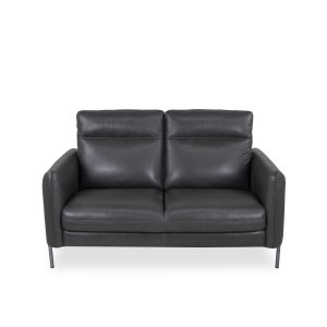 Quinn Loveseat in Charcoal Leather, Straight