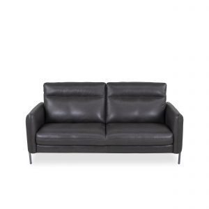 Quinn Sofa in Charcoal Leather, Straight