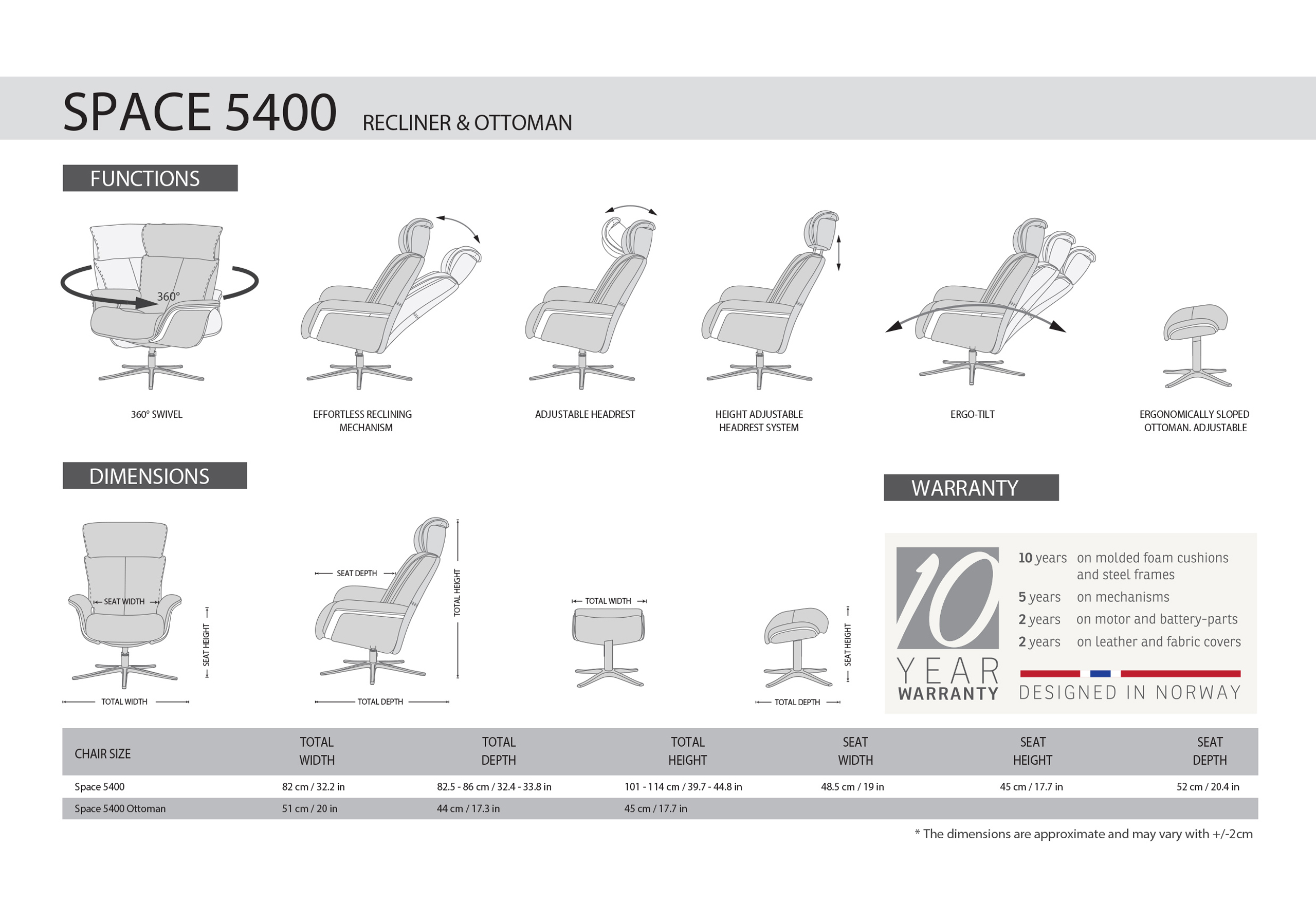 SPACE 5400 Dimensions 1 SPACE 5400 Dimensions 1
