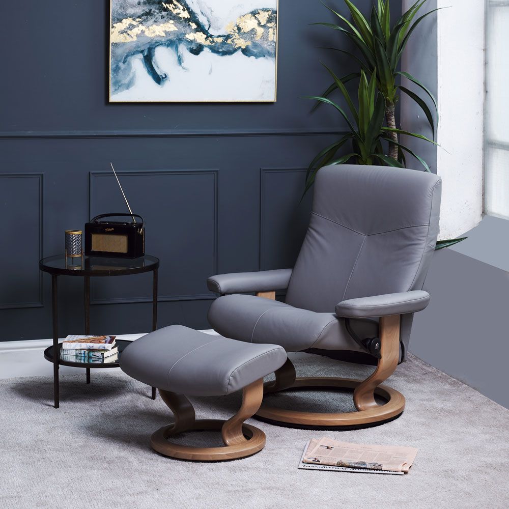 Stressless Dover Classic Swivel Leather Recliner ScanDesigns Furniture