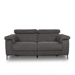 Wallace Loveseat in Maldives Dark Grey Fabric, Front, Headrest Down