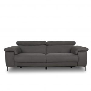 Wallace Sofa in Maldives Dark Grey Fabric, Front, Headrest Down