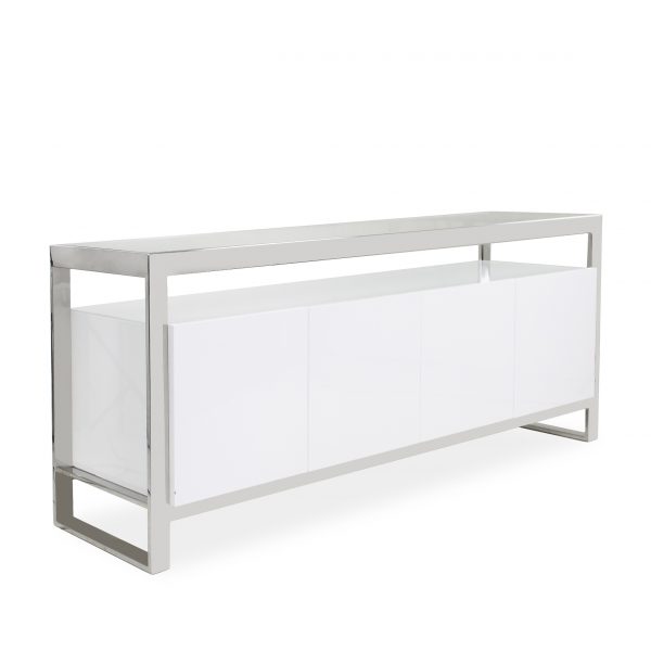 Miami Sideboard in White Lacquer, Angle