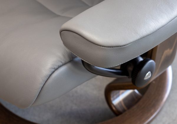 Opal Classic Recliner in Neutral Grey, Close Up