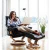 Stressless Classic Recliner with Reclined Lady and Stressless Computer Table