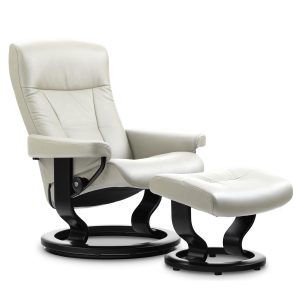 Stressless President Chair in Paloma Light Grey with a Black Base
