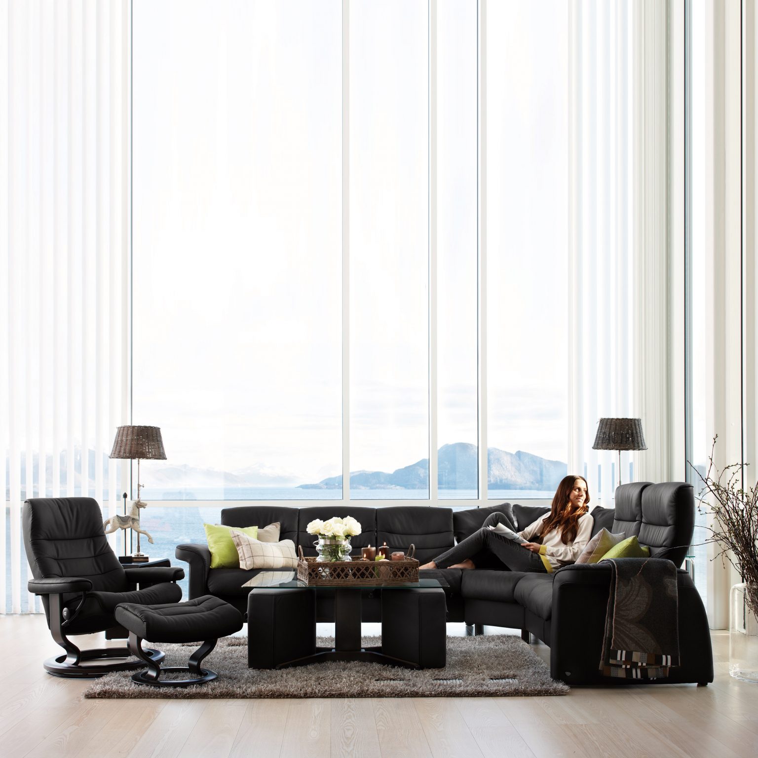 Stressless opal recliner sapphire sectional