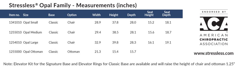 Stressless Opal Dimensions Stressless Opal Dimensions