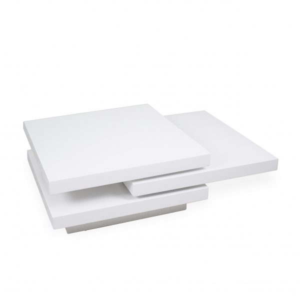Camosun Coffee Table in White Lacquer, Angle