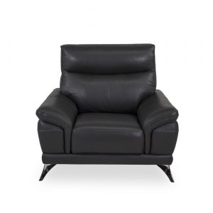 Florina Chair in Dark Grey Leather, Front
