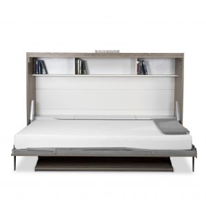 Horizontal Wall Bed and Desk, Bed Open, Showing Book Shelf and 3 Cubbies Closed