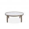 Ophelia Coffee Table with a White Ceramic Top and Walnut Base, Front