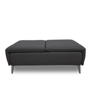 Sophie Ottoman in Slate Leather, Straight