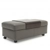 Stressless Double Ottoman in Metal Grey Leather with a Wenge Table, Angle