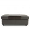 Stressless Double Ottoman in Metal Grey Leather with a Wenge Table, Straight