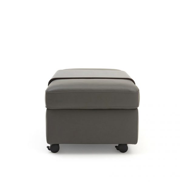 Stressless Double Ottoman in Metal Grey Leather with a Wenge Table, Side