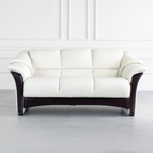 Stressless Oslo Loveseat Paloma Light Grey Wenge Front Stressless Oslo Loveseat Paloma Light Grey Wenge Front