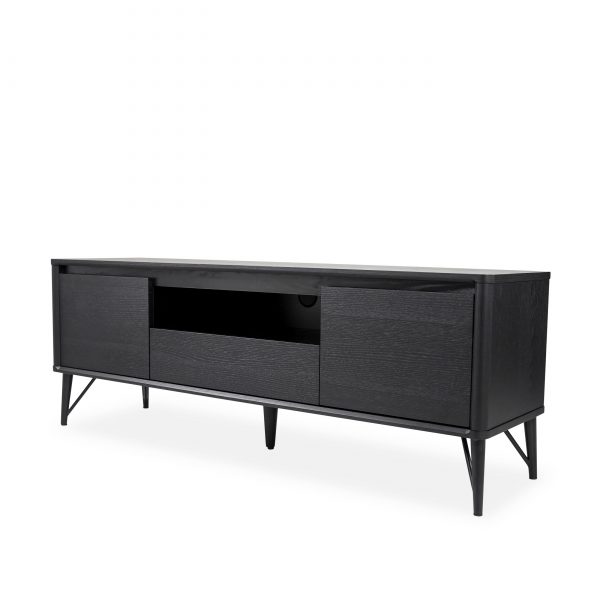 Flair TV Unit in Black Oak, Angle